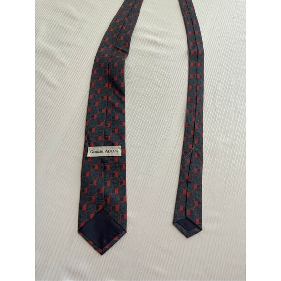 Giorgio Armani Vintage 90s Geometric Grey Orange Necktie Tie - Picture 4 of 5